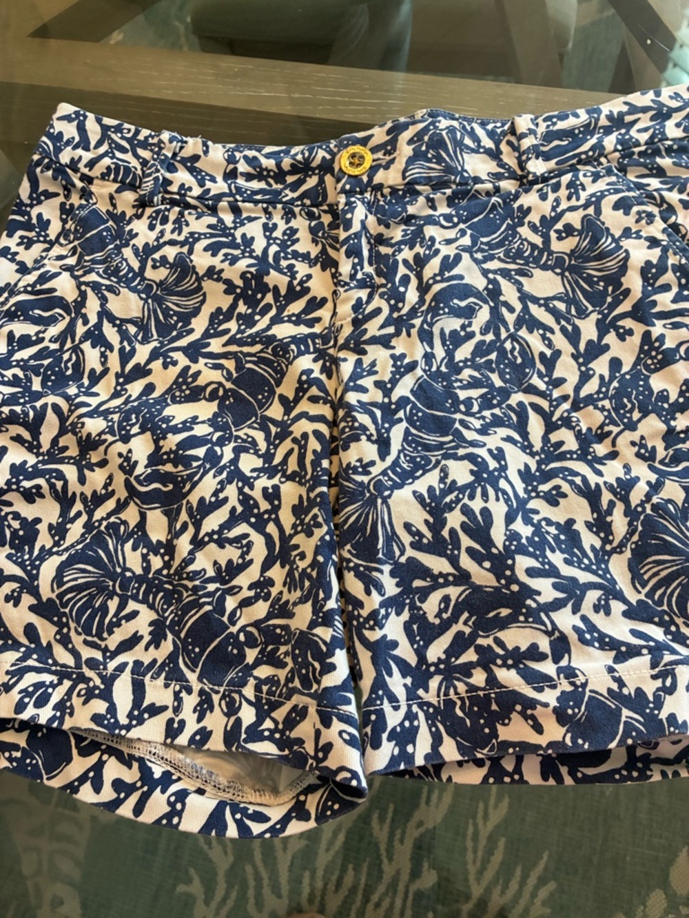 Lilly Pulitzer Blue and White Printed Women’s Shorts. Size 8